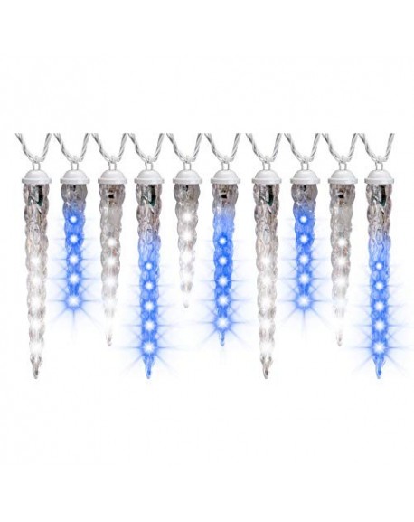 10-Count Indoor/Outdoor Shooting Star Blue/White LED Christmas Icicle ...