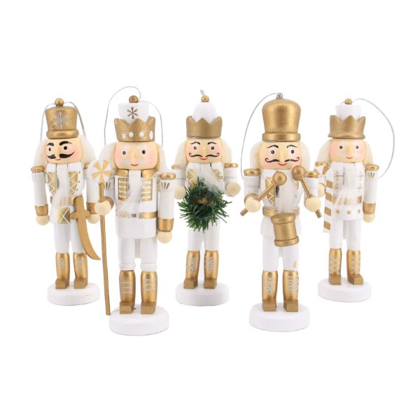 5pcs Wooden Nutcrackers Soldiers Set Puppet Christmas Ornament Home ...