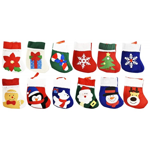 Set 12 Christmas Embroidered Stockings