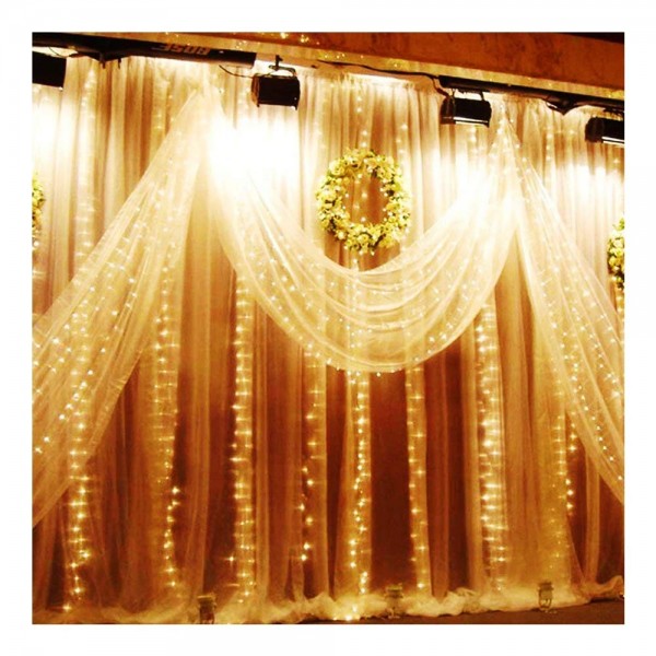 LED Window Curtain Icicle Lights - 594 LEDs - 19.7ft x 9.8ft - 8 Modes ...