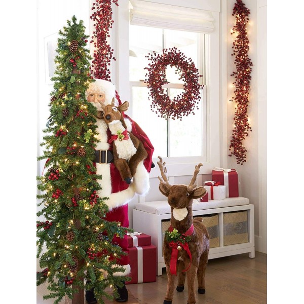 67Inch Christmas Red Berry Garland-Decorative Artificial Burgundy Red ...