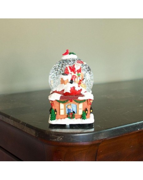 Santa on The Chimney Musical Snow Globe - C31872WMUUC