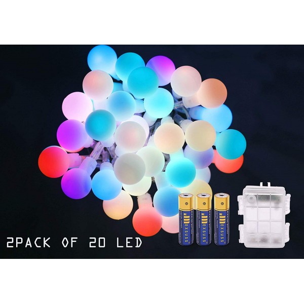 2 Packs 7.4ft RGB 20LED String Lights - Waterproof Ball Lights - 7 ...