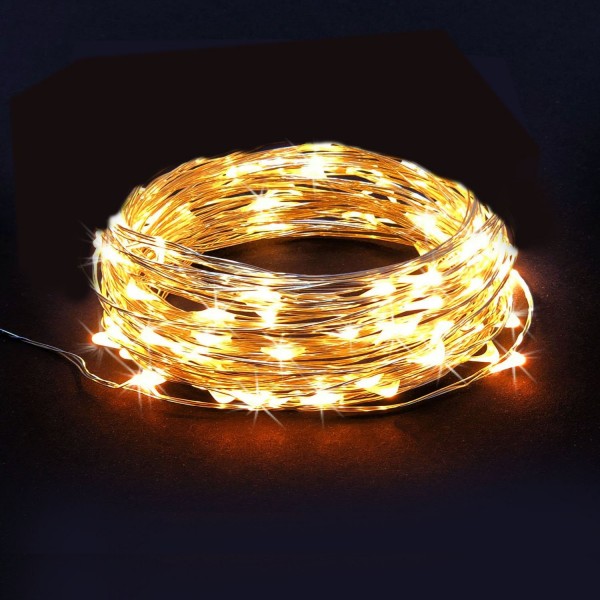 RTGS 30 LEDs String Lights Batteries Operated on 10 Feet Long Silver ...