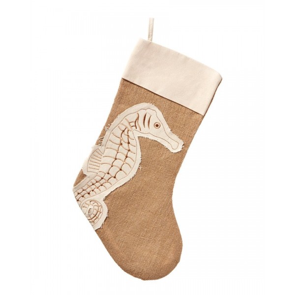 Coastal Appliqued Seahorse Christmas Stocking