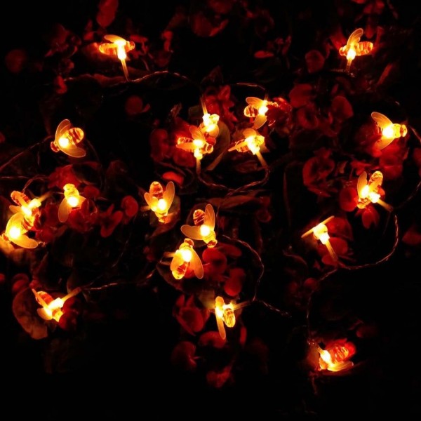 Honeybee String Lights - 7.5Ft 20 LED Lifelike Insect Honeybee Battery ...