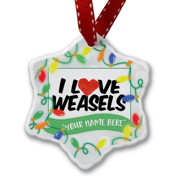 Personalized Name Christmas Ornament - I Love Weasels - C512ODLQCAG