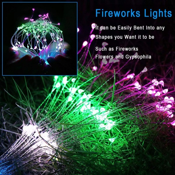 Fireworks String Lights - 2 Pack 8 Mode 152 LED Colorful Hanging ...