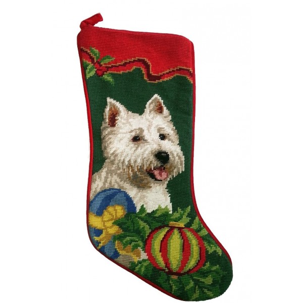 Highland Westie Needlepoint Christmas Stocking