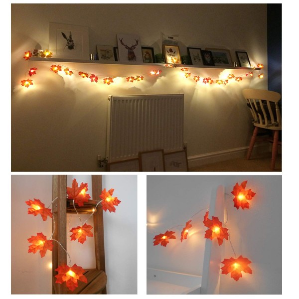 Christmas Garland Fall Decor-30 LEDThanksgiving Decorations Maple 9.85