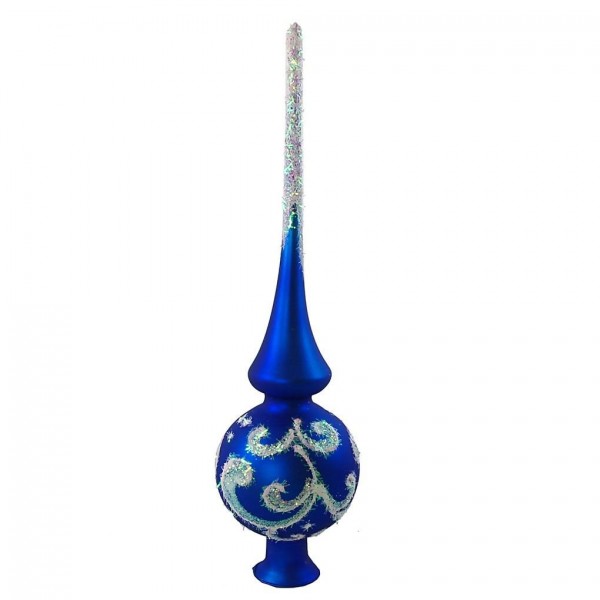 HolidayGiftShops Sapphire Glass Christmas Topper