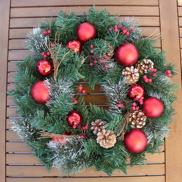 Whitehall Decorated Christmas Wreath - 22 Inch - Full Christmas Wreath ...