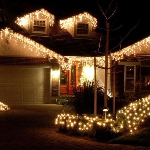 LED Icicle Lights - 216 LEDs - 16.4ft - 8 Modes - String Fairy Light ...