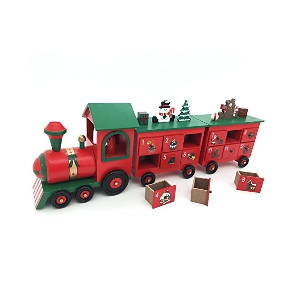 24 Inch Length Christmas Wooden Advent Calendar Train with Hand Painted ...