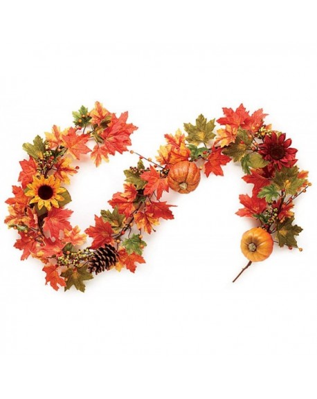 Fall Garland with Pumpkins - Sunflowers - Maple Leaves - Pine Cones ...