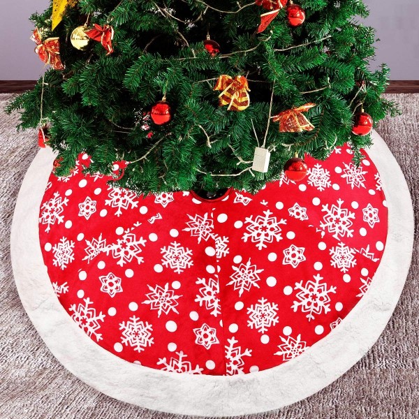 Christmas Tree Skirt 48" Luxury Velvet Snowflake Tree Skirt for Xmas