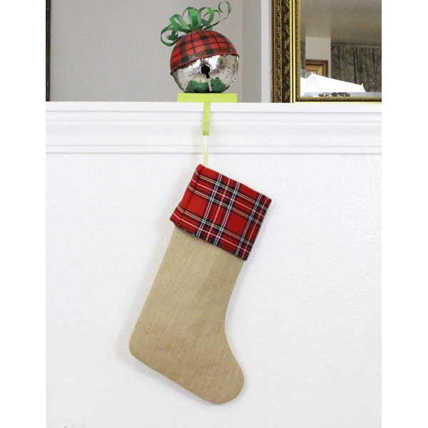 Plaid Christmas Stockings with Burlap - Sturdy - Fully Lined - Handmade ...