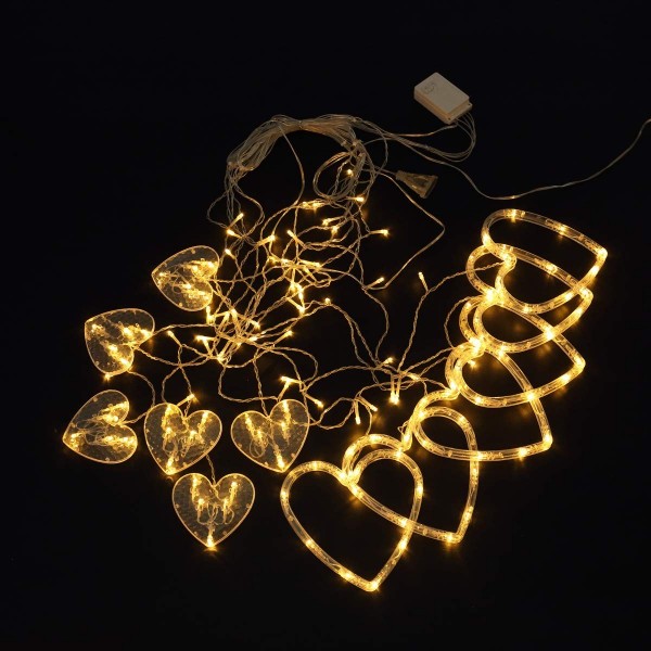 138 LED String Lights - Love Heart Curtain String Lights with 8 ...