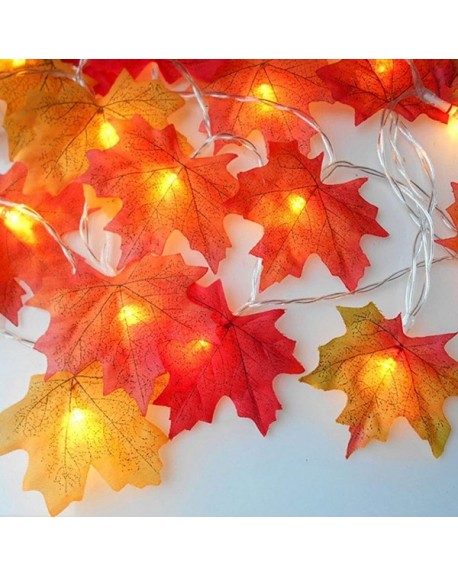 Thanksgiving Decorations Maple Leaves Garland String Lights 20 LED 10ft ...