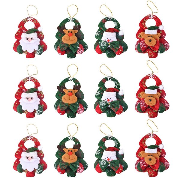 Christmas Tree Ornaments Decorations - 12Pcs 3D elk - Santa Claus ...