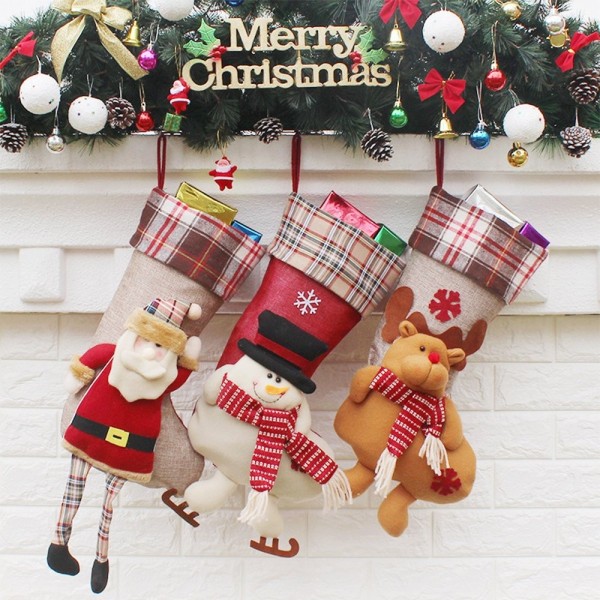 Christmas Stockings Decorations Applique Embroidered