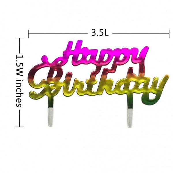 100Pcs Gradient Color Happy Birthday Plastic Cupcake Toppers Cake ...