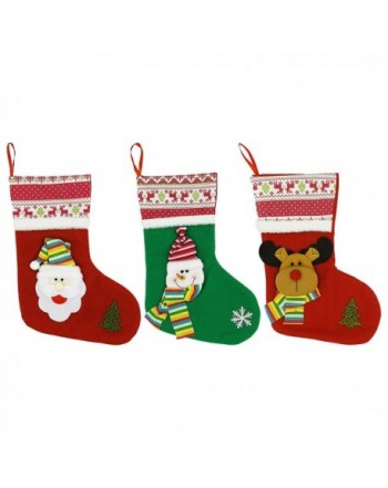 Christmas Stockings - 3 Pack Xmas Holiday Decoration Plush Cartoon ...