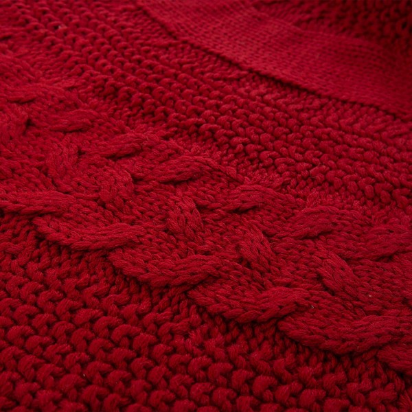 Knited Acrylic Christmas Tree Skirt-Red for Xmas Decoration 48