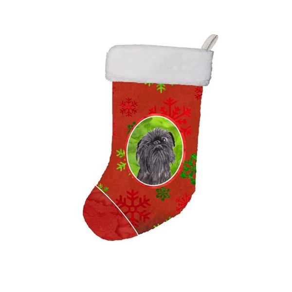 Brussels Griffon Red Snowflakes Holiday Christmas Stocking - 11 x 18 ...