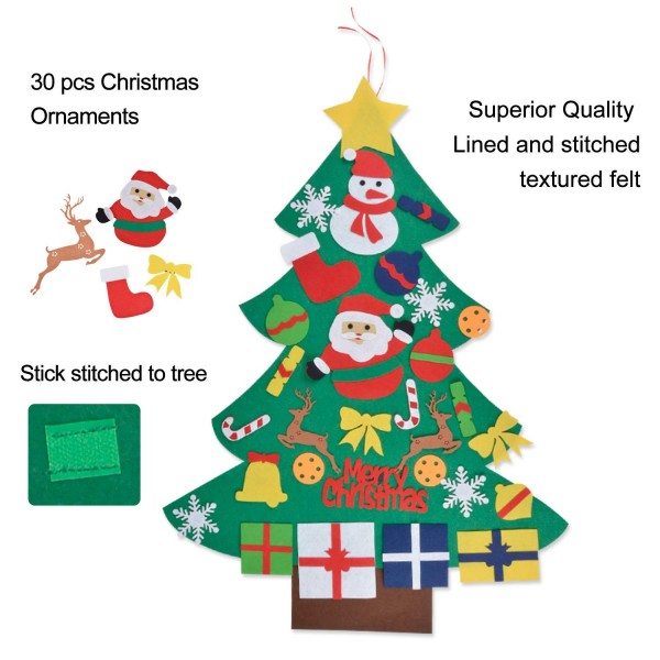 Felt Christmas Tree - 3.28FT DIY Christmas Tree with LED String Lights ...