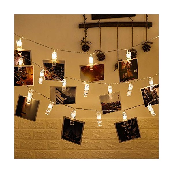 LED Photo Clips String Lights - 10 Ft 20 LED Battery Powered - Hanging ...