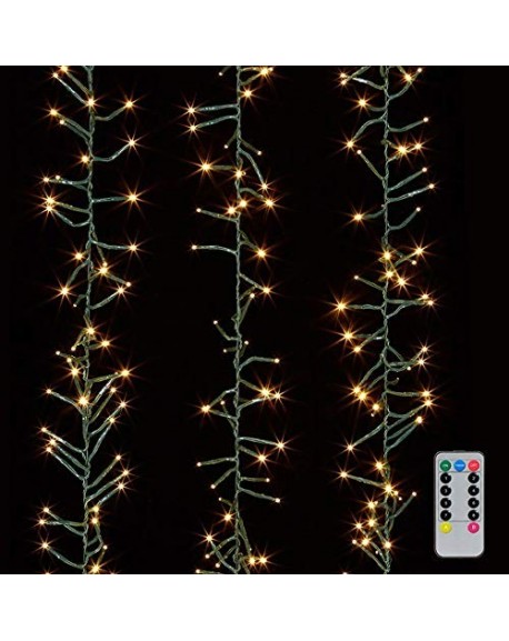 Christmas Cluster Lights Battery Operated 15 Foot Garland with 120 Warm