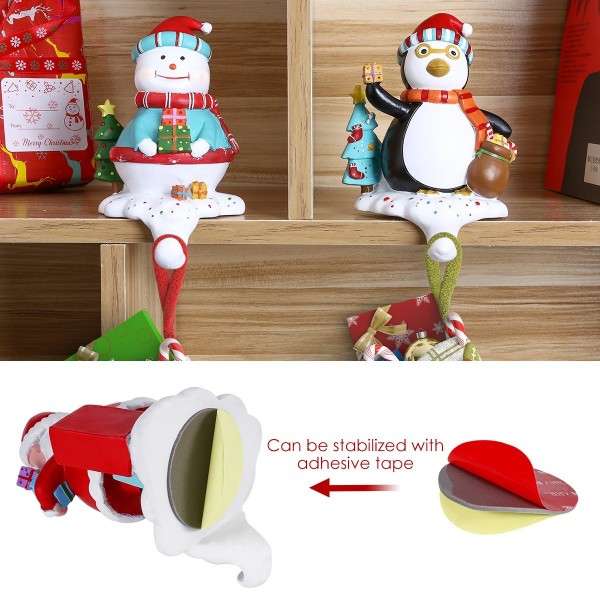 Set of 3 Christmas Stocking Holders Penguin Santa Snowman Stocking ...