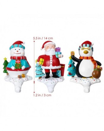 Set Of 3 Christmas Stocking Holders Penguin Santa Snowman Stocking 