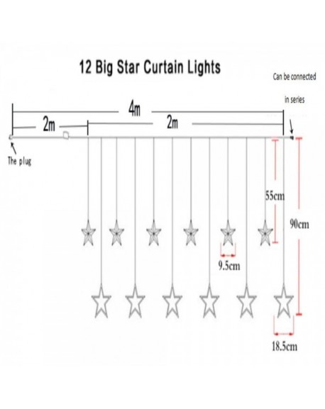 Star Curtain Lights-12 Stars 138 LEDs Curtain String Lights Window ...