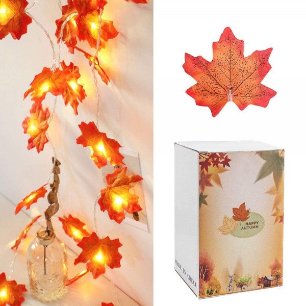 2 Pack Thanksgiving Decorations - Each Pack 8.2ft / 20LED Fall Maple ...