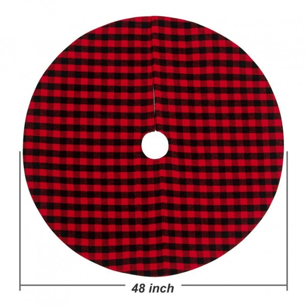 48 inch Christmas Tree Skirt with Red and Black Buffalo Check Tree ...