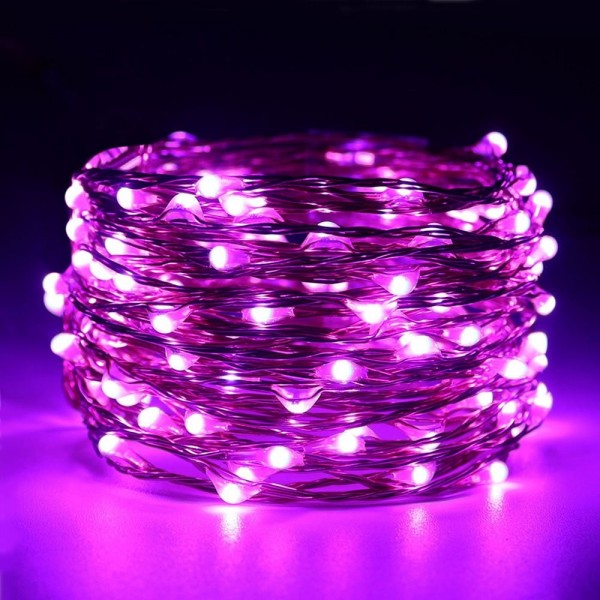 Dimmable LED String Lights Plug In - 33ft 100 LED Waterproof Purple ...