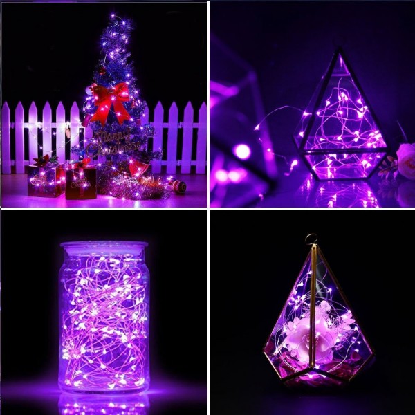 Dimmable LED String Lights Plug In - 33ft 100 LED Waterproof Purple ...