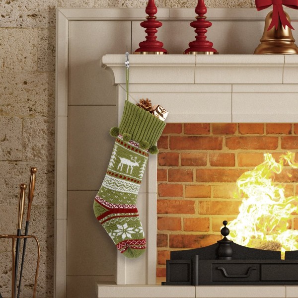 Knit Christmas Stockings Festive Decor with Snowflakes Xmas Tree ...