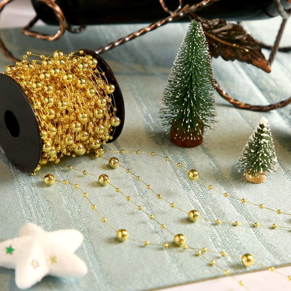 65.6 Feet Christmas Tree Beads Garland Plastic Pearl Strands Chain for Christmas Wedding