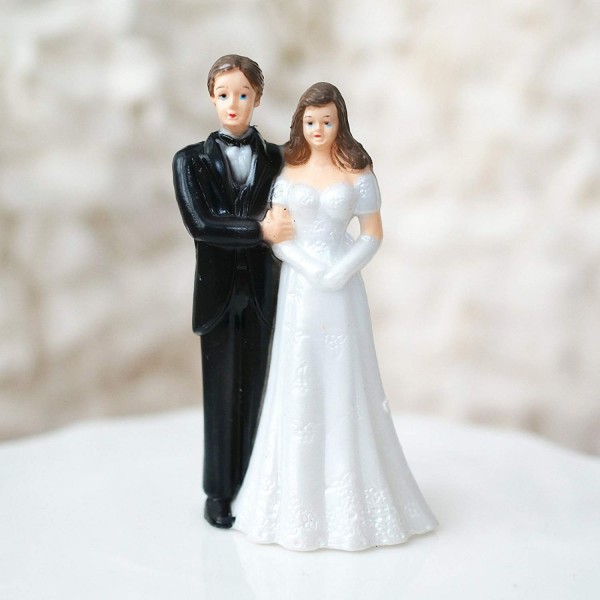 Bride And Groom Couple Figurine Cake Topper Light Complexion W Brown Hair Cm11h3mpkgt