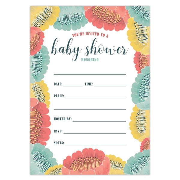 Baby Shower Party Invitations - Fill-in Style for Girls and Boys with ...