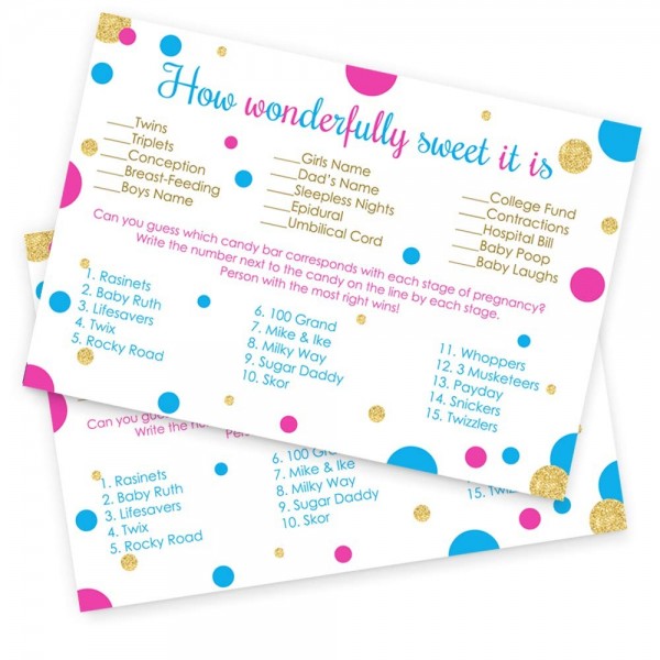 How Sweet It Is Baby Shower Game Cards - Set of 25 - Gender Reveal ...