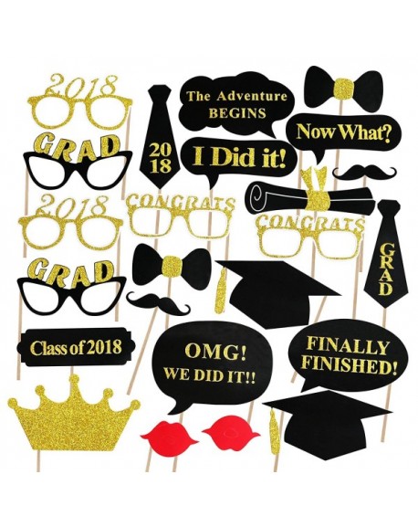 2018 Graduation Photo Booth Props - Black and Gold Graduation ...