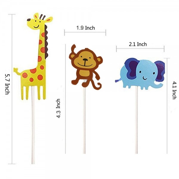 30 Pack Zoo Animal Cupcake Toppers Safari/Jungle Themed Cake Topper for ...