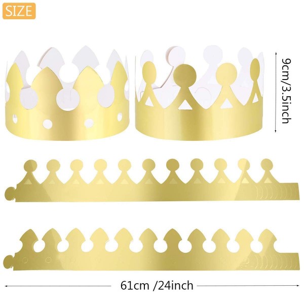 24 Pieces Golden King Crowns (2 Style) - Gold Foil Paper - Party Crown ...