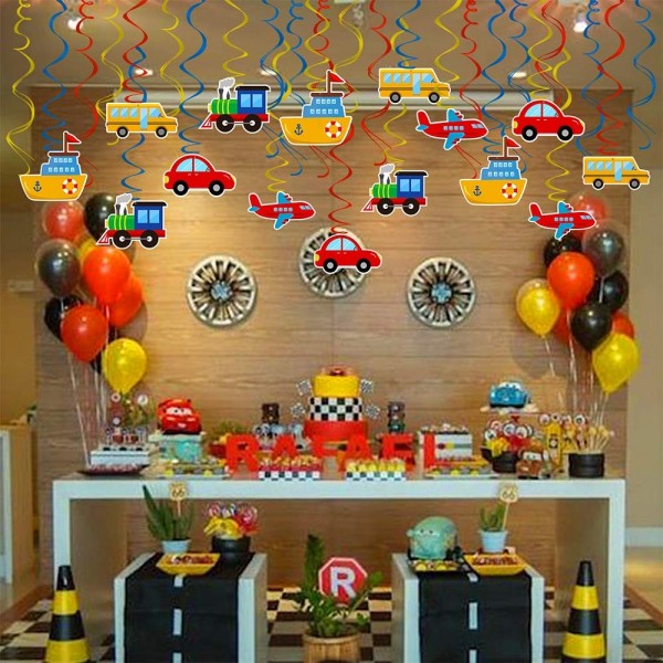 Transportation Party Hanging Swirl Decorations 30 Ct Car Bus Train ...