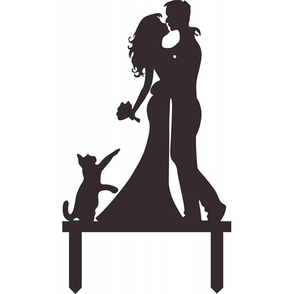 Wedding Anniverary Cake Topper couple Bride Groom Family with a cat ...