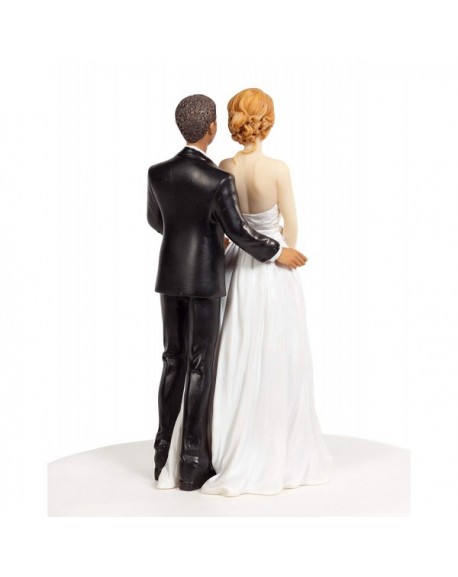 Chic Interracial Wedding Cake Topper - Caucasian Bride/African American ...